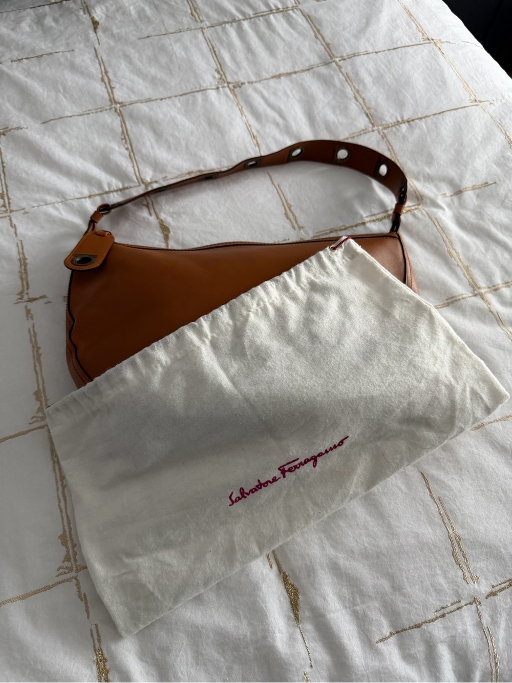 Salvatore Ferragamo Tan Leather Hobo Shoulder Bag - Picture 5 of 5